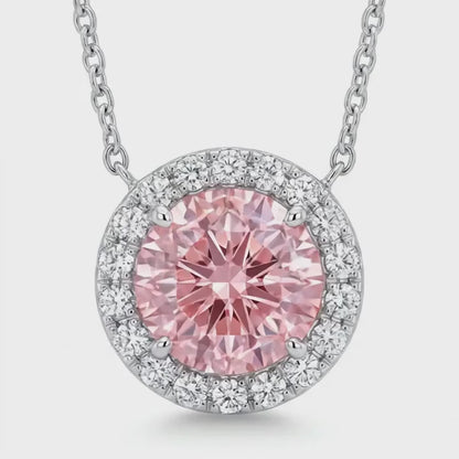 Pink Diamond Necklace 2.4 Carat Round