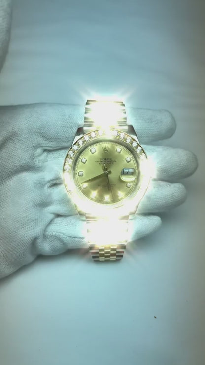 41 Mm Custom Mined Natural Real Diamond ( Not Lab Grown ) Bezel To Fit Rolex Datejust Or All Watch Models 5 Carats