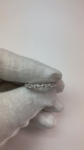 Marquise Mined Diamond Eternity Gold Band With Milgrain