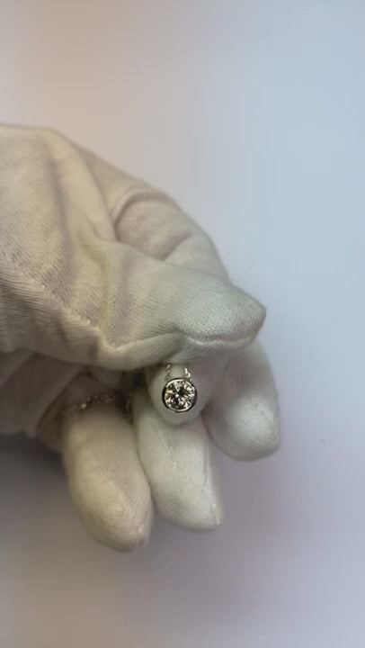 0.75 Carats Round Cut Natural Earth Mined Diamond Pendant Bezel Set 14K White Gold