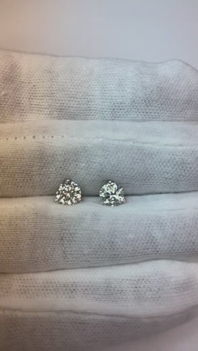 Martini Style Natural Earth Mined Diamond Studs Earrings 2 Ct E Vvs1