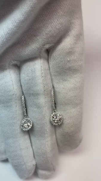 Diamonds Women Dangling Earring Pair 2.25 Carat White Gold