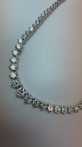 White Gold 14K Natural Brilliant Cut 16 Carats Mined Diamonds Necklace