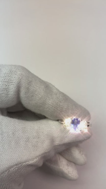 Radiant Natural Earth Mined Diamond Jewelry Emerald Blue Sapphire 3 Stone Ring 3 Carats