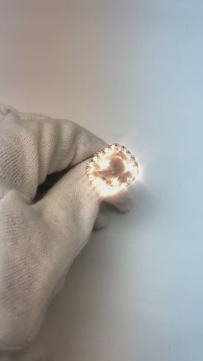 14K Rose Gold Morganite And Natural Earth Mined Diamond 10.25 Ct Ring New