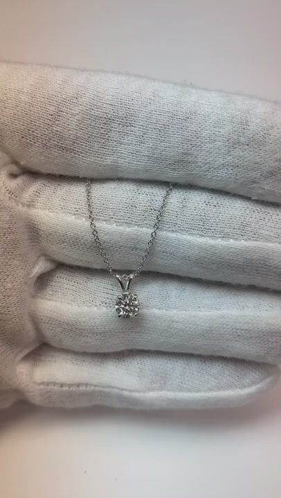 Solitaire Natural Earth Mined Diamond Necklace Pendant 0.50 Carats White Gold Jewelry