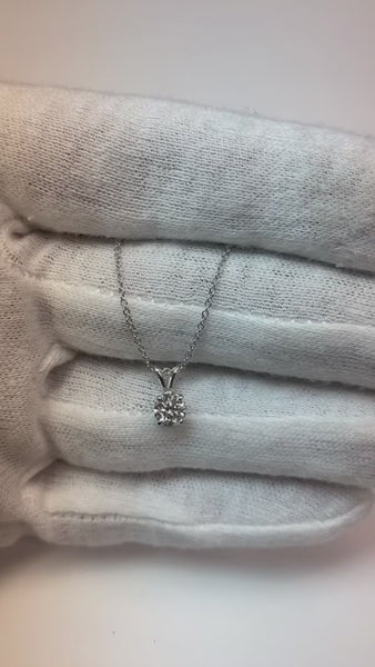 Solitaire Diamond Necklace Pendant 0.50 Carats White Gold Jewelry