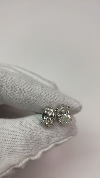 Big Genuine Diamond Stud Earring Pair 6 Ct White Gold 14K Women Jewelry