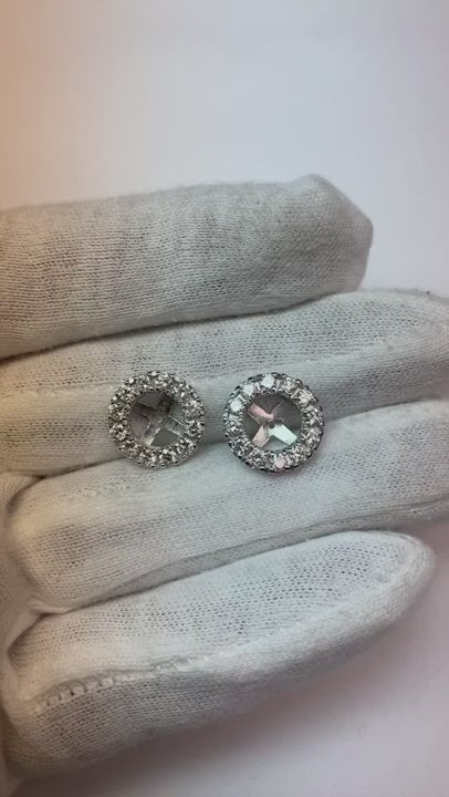 Women Jackets Studs Halo Earring Round Cut 1.30 Carats White Gold 14K Natural Earth Mined Diamond
