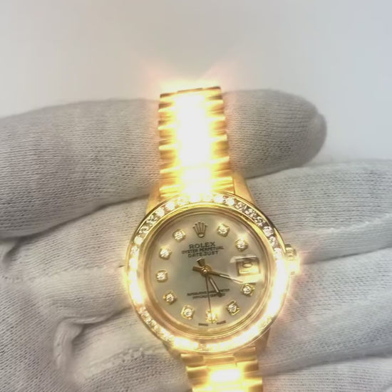 Mop Diamond Dial Rolex Presidential Style Bezel Watch