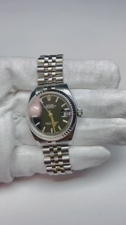 Datejust Rolex Black Luminous Dial 31mm Ladies Watch