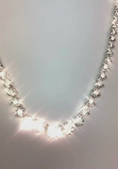 Classy Round Natural Diamond Diamond Tennis Necklace