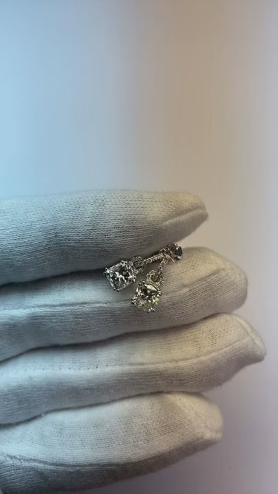 2.50 Ct Cushion & Round Cut Dangle Earring White Gold Natural Earth Mined Diamond