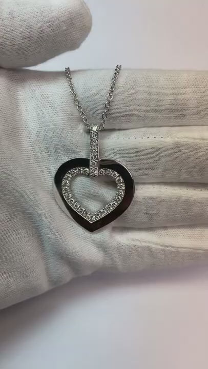 1.6 Ct Round Cut Natural Earth Mined Diamond Heart Shape Pendant Necklace