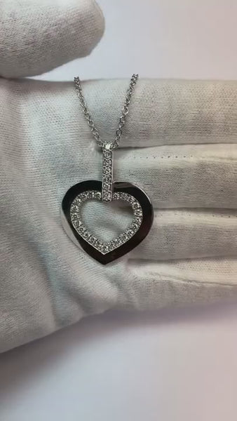 1.6 Ct Round Cut Diamond Heart Shape Pendant Necklace