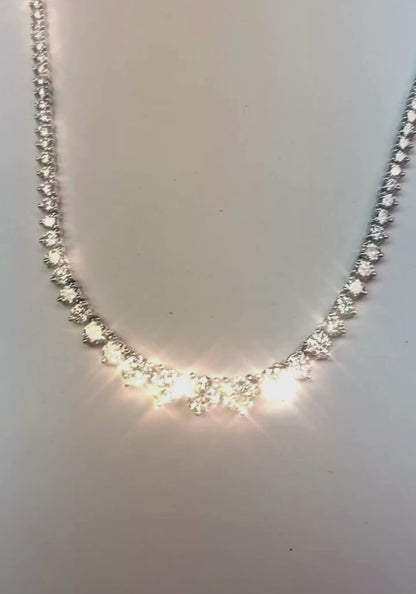 White Gold 14K Women Necklace Small Round Cut 25.00 Carats Natural Diamond Diamonds