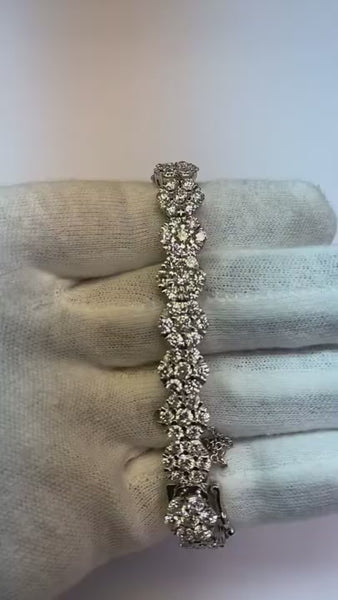 Real  20 Carats White Round Diamond Tennis Bracelet White Gold Jewelry