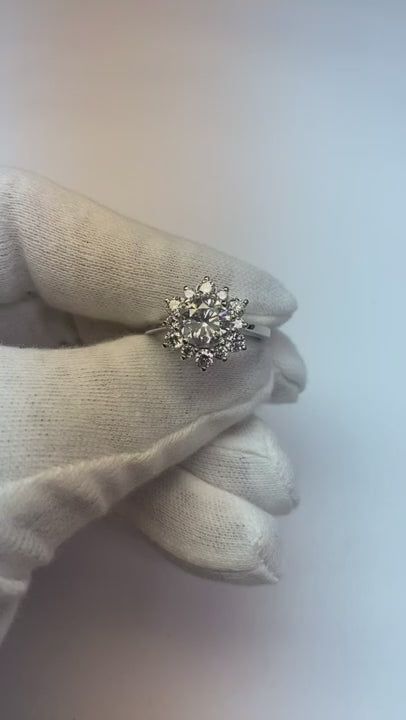 Sparkling Natural Earth Mined Diamond Halo Engagement Ring 2.90 Carats White Gold 14K