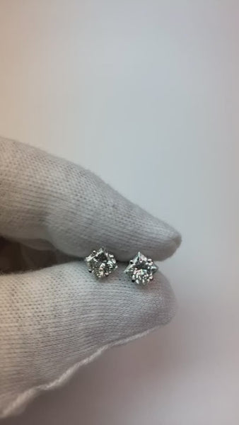 2 Ct Four Prong Set Princess Cut Diamond F Vs1 Stud Earring