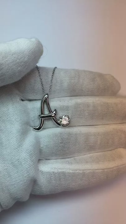 Round Natural Earth Mined Diamond Solitaire A Initial 1 Carat Pendant White Gold Jewelry