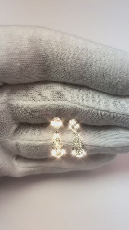 4.70 Carats Pear Real Natural Earth Mined Diamond Drop Women Earring White Gold 14K