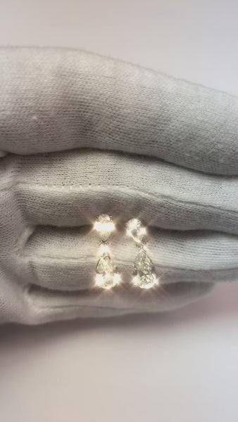 4.70 Carats Pear Real Diamond Drop Women Earring White Gold 14K