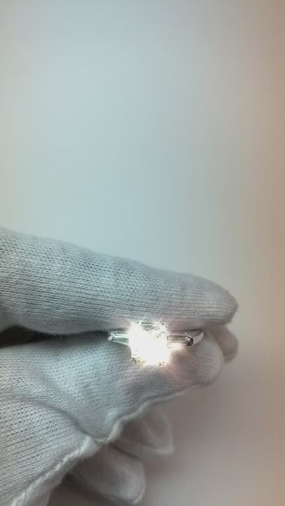 3.11 Ct. Radiant Center Natural Earth Mined Diamond 3 Stone Anniversary Ring