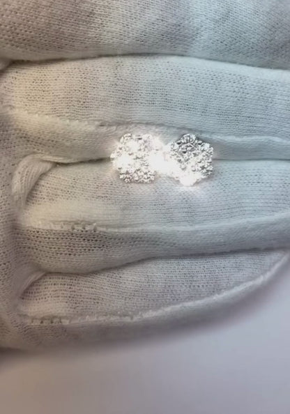 2.1 Ct Round Natural Earth Mined Diamond Cluster Women Earring 14K White Gold