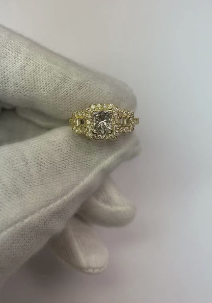 Radiant Cut Engagement Ring 3 Carat Natural Earth Mined Diamonds Fancy Ring White Gold 14K