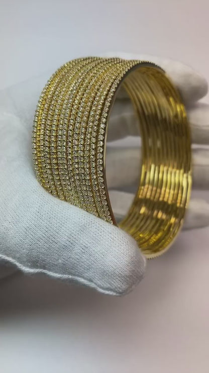 Round Natural Earth Mined Diamond 2 Carats White Gold 14K Women Bangle Fine Jewelry