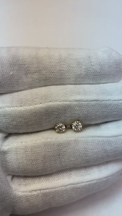 1.60 Carats Four Prong Set Round Natural Earth Mined Diamond Stud Earring Jewelry New