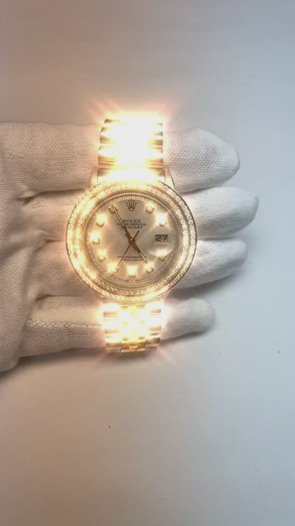 Rolex Datejust Watch Double Row Diamond Bezel Date Just