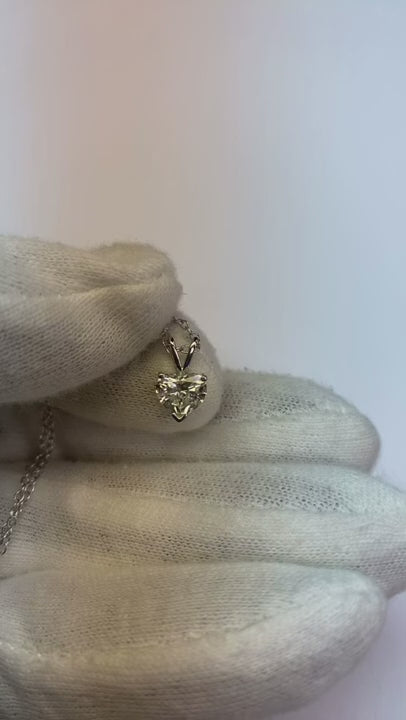 Heart Cut Natural Earth Mined Diamond Necklace Pendant 1 Carat White Gold 14K Jewelry