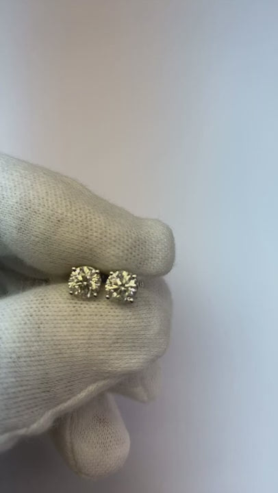 1.40 Ct Round Natural Earth Mined Diamond Stud Earring 14K White Gold