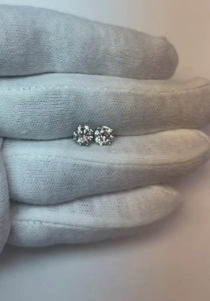 2.00 Carats Diamonds Women Studs Earrings 14K White Gold