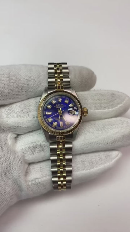 Ladies datejust 26 mm Blue Baguette Dial