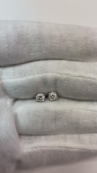 1 Carat Round 4 Prong Set Diamond Stud Earring 14K White Gold