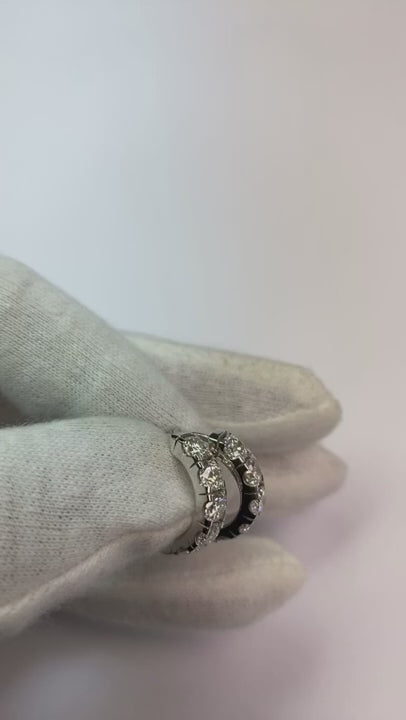 3 Ct Round Genuine Natural Earth Mined Diamond Women Hoop Earring 14K White Gold New