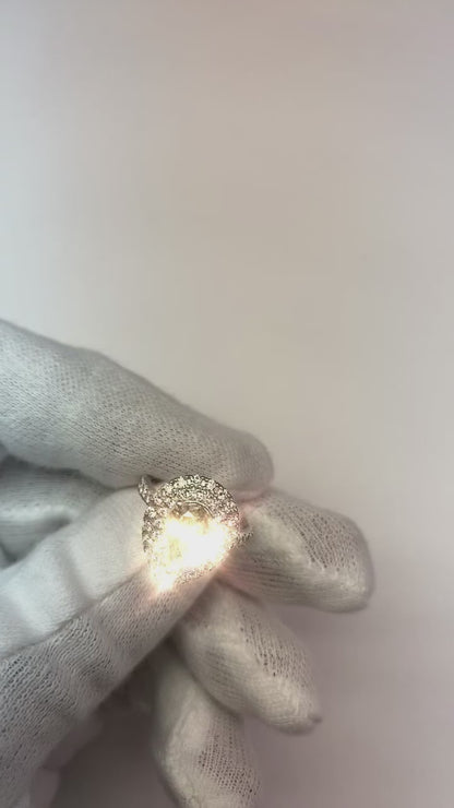 Pear Natural Earth Mined Diamond 3.50 Carats Anniversary Ring Halo White Gold 14K