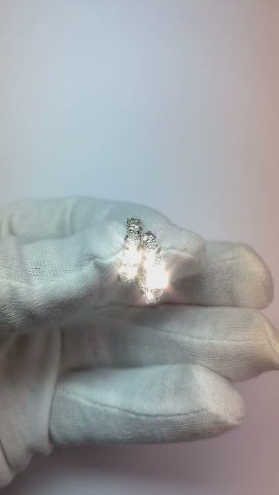 3.36 Ct Round Brilliant Cut Natural Earth Mined Diamonds Ladies Hoop Earrings Gold White