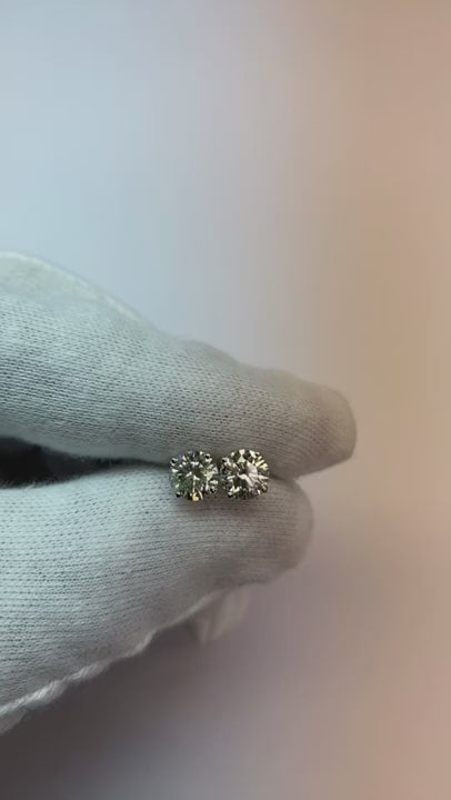 Natural Earth Mined Diamond Stud Earring Solid White Gold 14K Lady Fine Jewelry 2 Carats