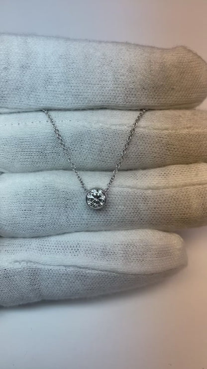 0.75 Carats Round Natural Earth Mined Diamond Ladies Pendant Necklace 14K White Gold