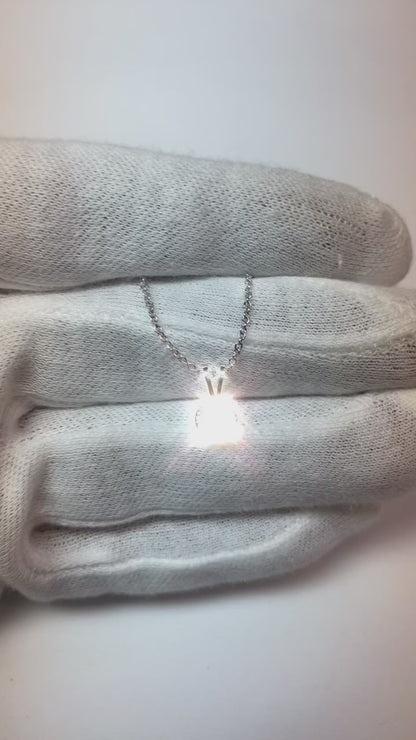 1 Carat Solitaire Natural Earth Mined Diamond Necklace Pendant 14K Yellow Gold