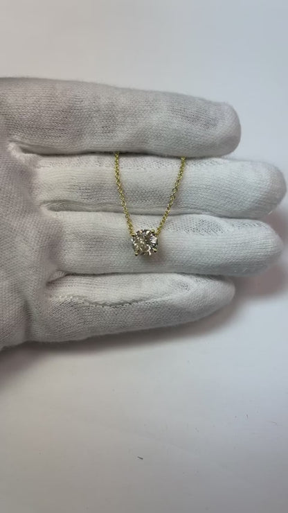 1 Carat Round Solitaire Natural Earth Mined Diamond Necklace Pendant White Gold 14K