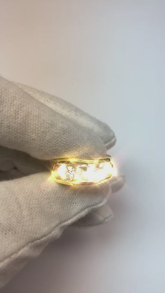 3 Stone Earth Mined Diamond Men's Ring Gold 2.50 Carats