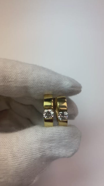 1 Carat Hinged Natural Earth Mined Diamond Solitaire Hoop Earrings Huggies