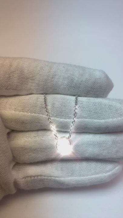 Natural Earth Mined Diamond Necklace Pendant 1.50 Carat Round Cut Bezel Set 14K White Gold