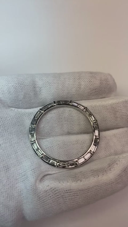 Custom Diamond Rolex Bezel Baguette Earth Mined Diamonds Platinum 36 mm