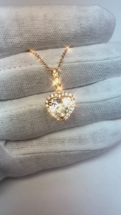 Heart Shape Halo Mined Natural Real Diamond ( Not Lab Grown ) Pendant 2.75 Carats Rose Gold 14K
