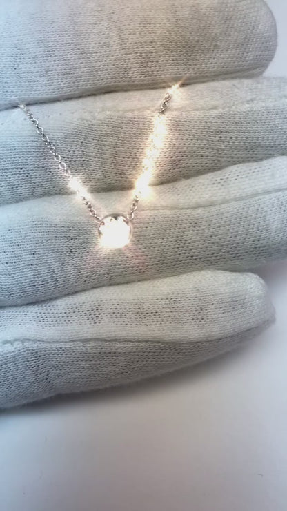 0.75 Carats Round Natural Earth Mined Diamond Ladies Pendant Necklace 14K White Gold